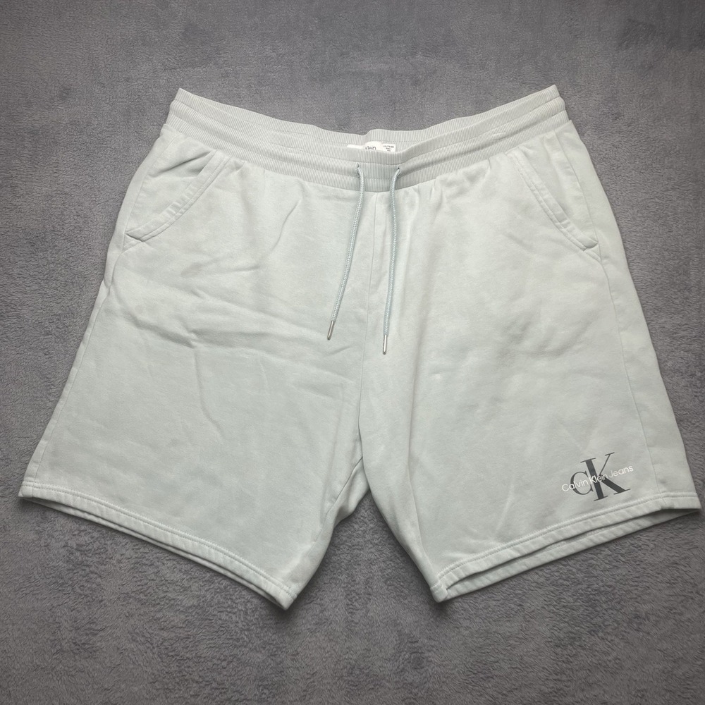 Calvin Klein Jeans CK Shorts Monogram Logo Fleece Shorts Size 2XL Men Light Blue
